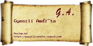 Gyeszli Amáta névjegykártya
